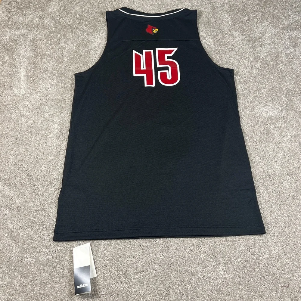 Adidas Mens M Black Louisville Cardinals Basketball‎ #45 Swingman Jersey NWT